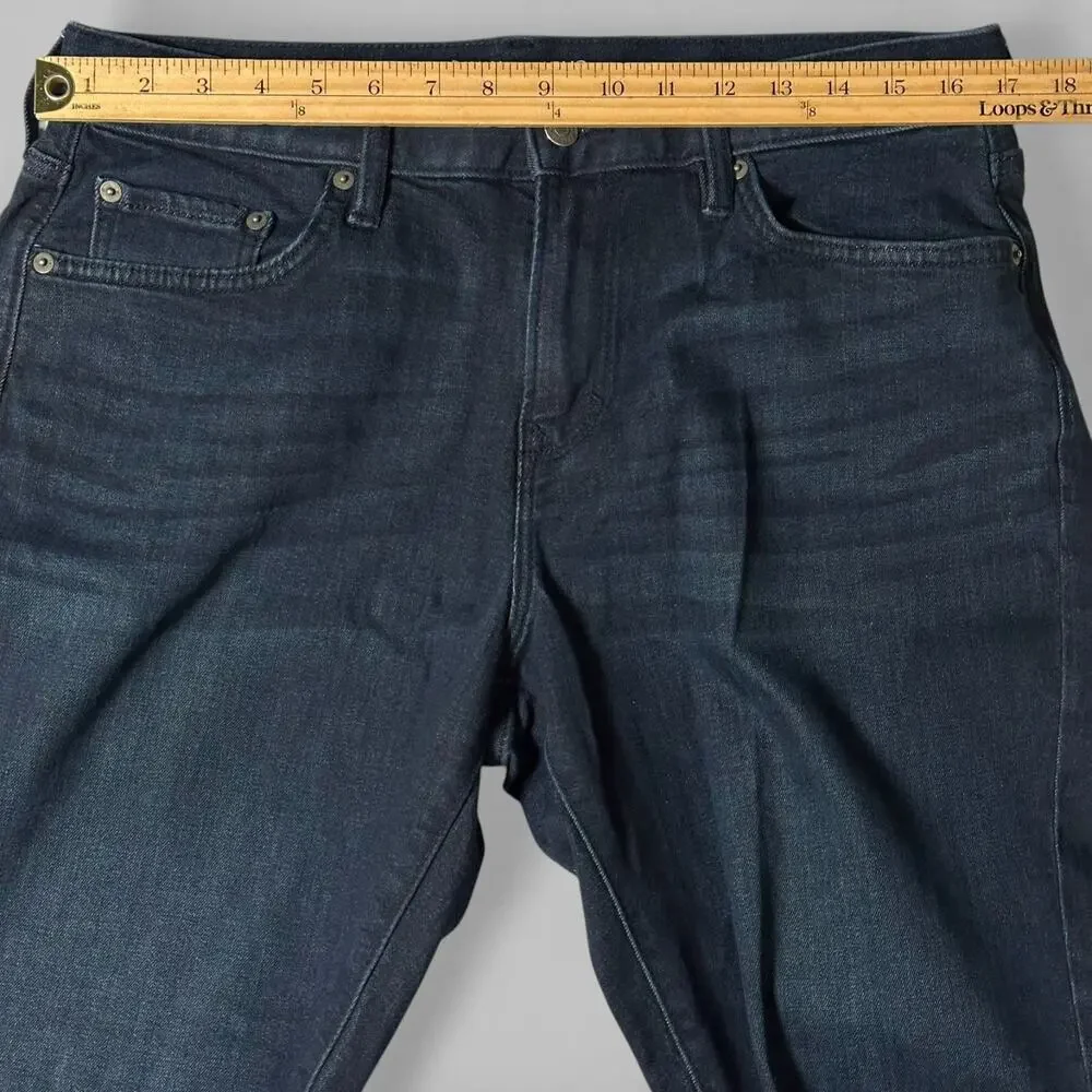 Banana Republic Travel Jeans Mens Actual Size 33x31 Blue Athletic Fit Dark Wash